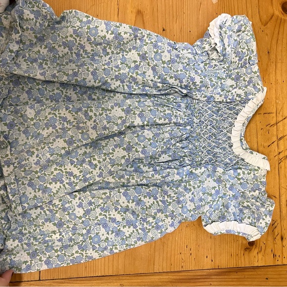 Blue Floral Smocked Dress - Picture 2 of 4